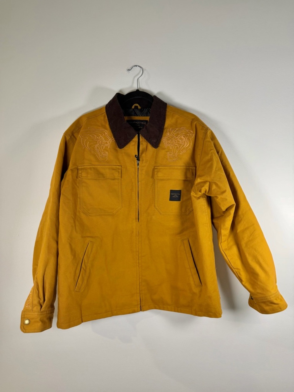 Men's Tan Lightweight Chore Jacket with Contrast Collar